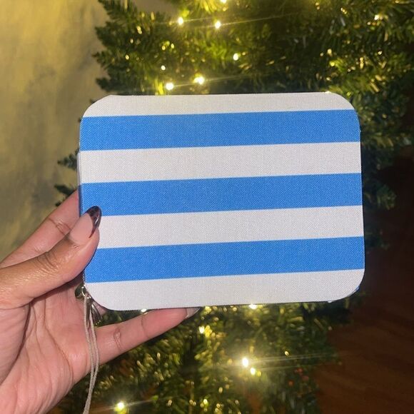 A New Day Blue White Striped Rectangular Structured Zip Travel Jewely Organizer - Picture 3 of 6
